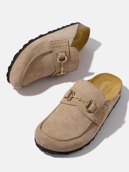 Mint Velvet Roma Suede Backless Clogs, Natural - view 2, Natural
