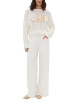 Aje Rylan Mid Rise Extra Wide Jeans, White