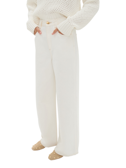 Aje Rylan Mid Rise Extra Wide Jeans - view 2, White