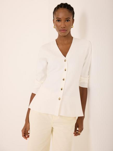 Mint Velvet V-Neck Longline Cardigan, White Ivory, White Ivory