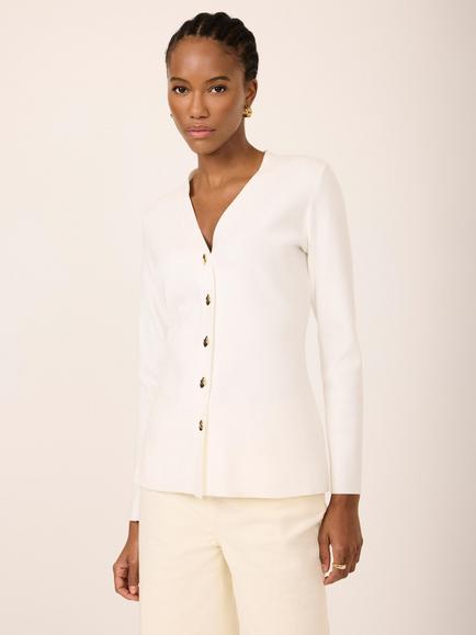 Mint Velvet V-Neck Longline Cardigan, White Ivory - view 2, White Ivory