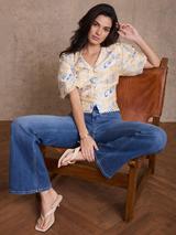 Mint Velvet Puff Sleeve Floral Blouse, Yellow/Multi