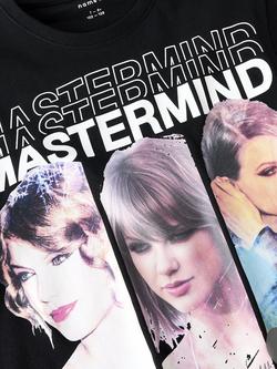 NAME IT Kids' Cotton Taylor Swift T-Shirt, Black - view 2, Black