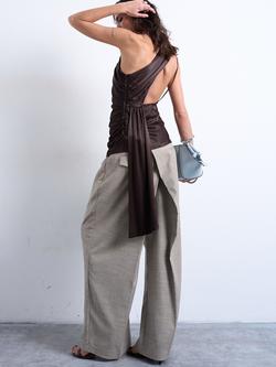 Topshop One Shoulder Drape Top, Brown - view 2, Brown