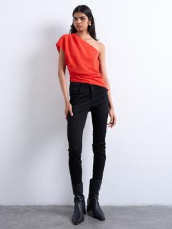 Topshop One Shoulder Top, Red, Red