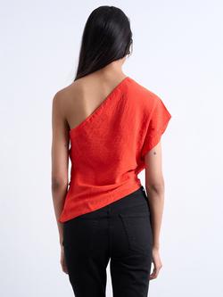 Topshop One Shoulder Top, Red - view 2, Red
