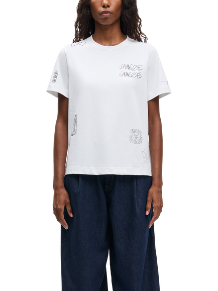 Samsøe Samsøe Short Sleeve Motif T-Shirt, White, White