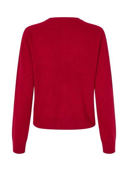 Samsøe Samsøe Boston Cashmere Crew Neck Cardigan, Red - view 2, Red