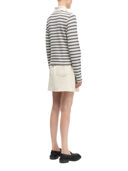 Samsøe Samsøe Sadonell Long Sleeve Polo Shirt, Cream/Black - view 2, Cream/Black