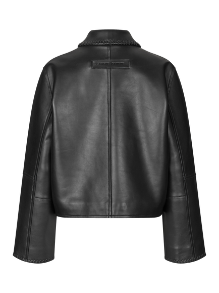 Samsøe Samsøe Lylo Leather Jacket, Black - view 2, Black