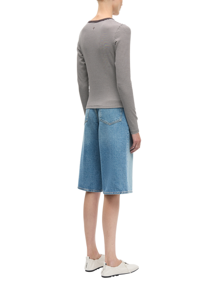 Samsøe Samsøe Slim Stripe Cardigan, Brown/White - view 2, Brown/White