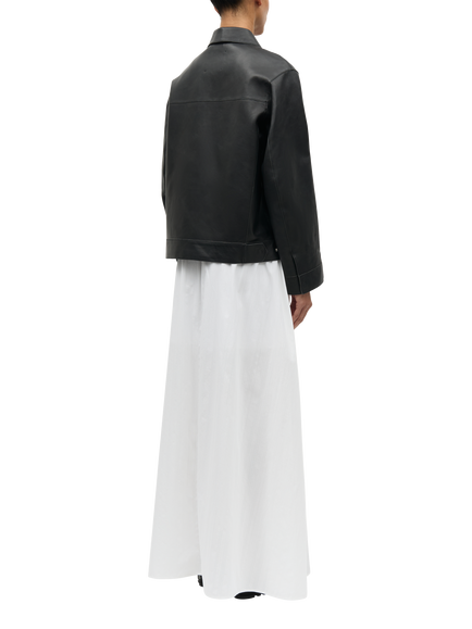 Samsøe Samsøe Sastevie Leather Zip Front Jacket, Black - view 2, Black