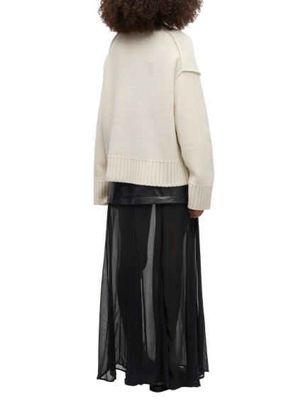 Samsøe Samsøe Keiku Wool Blend Crew Neck Logo Jumper, White/Black - view 2, White/Black