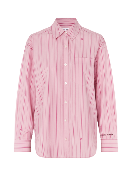 Samsøe Samsøe Lova Striped Cotton Shirt, Pink, Pink