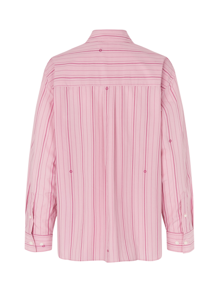 Samsøe Samsøe Lova Striped Cotton Shirt, Pink - view 2, Pink