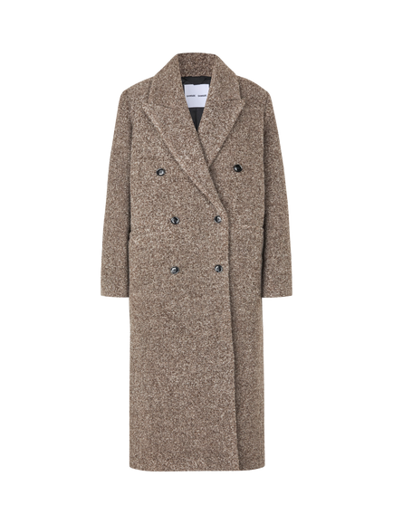 Samsøe Samsøe Jilla Wool Blend Longline Overcoat, Brown, Brown