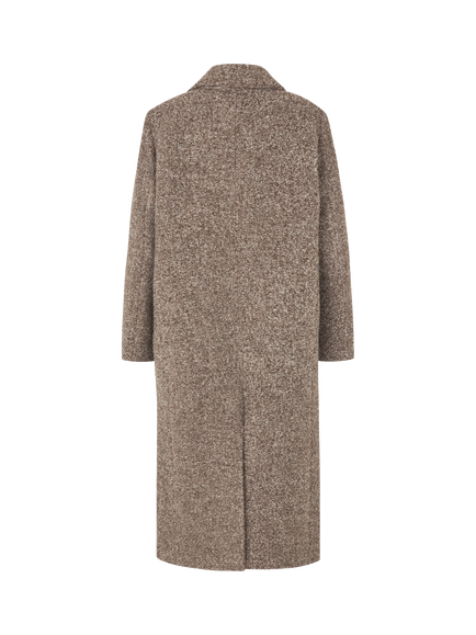 Samsøe Samsøe Jilla Wool Blend Longline Overcoat, Brown - view 2, Brown