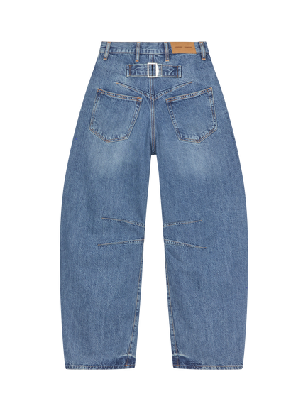 Samsøe Samsøe Harpo Mid Rise Barrel Leg Jeans, Sephia Blue - view 2, Sephia Blue