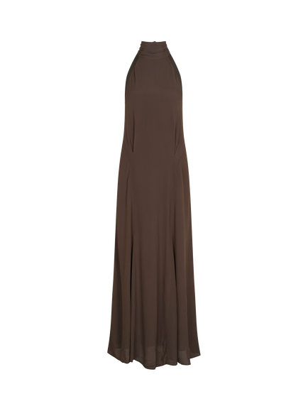 Samsøe Samsøe Saniva Halterneck Trapeze Maxi Dress, Dark Brown, Dark Brown