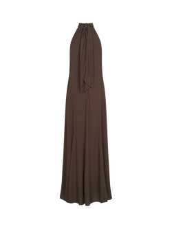 Samsøe Samsøe Saniva Halterneck Trapeze Maxi Dress, Dark Brown - view 2, Dark Brown