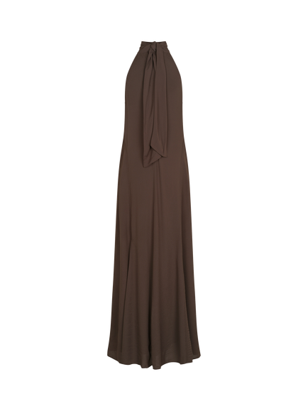 Samsøe Samsøe Saniva Halterneck Trapeze Maxi Dress, Dark Brown - view 2, Dark Brown