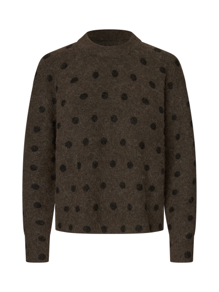 Samsøe Samsøe Anour Spot Print Knit Jumper, Brown/Black, Brown/Black