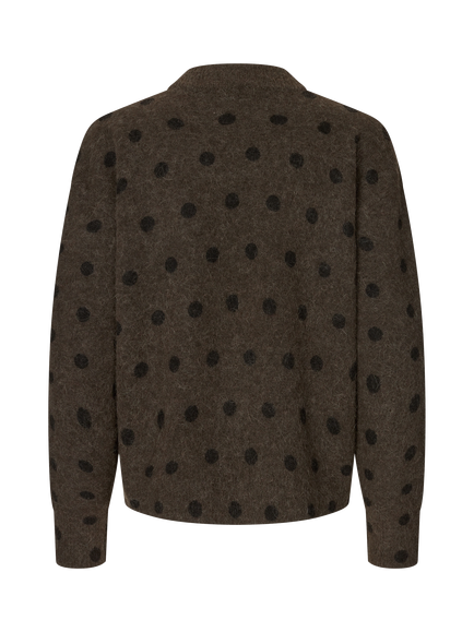 Samsøe Samsøe Anour Spot Print Knit Jumper, Brown/Black - view 2, Brown/Black
