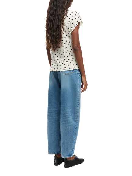Samsøe Samsøe Saumi Cap Sleeve Polka Dot Top, Cream/Bla - view 2, Cream/Black