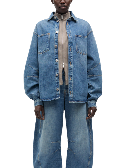 Samsøe Samsøe Harp Seam Oversized Denim Shirt, Blue, Blue