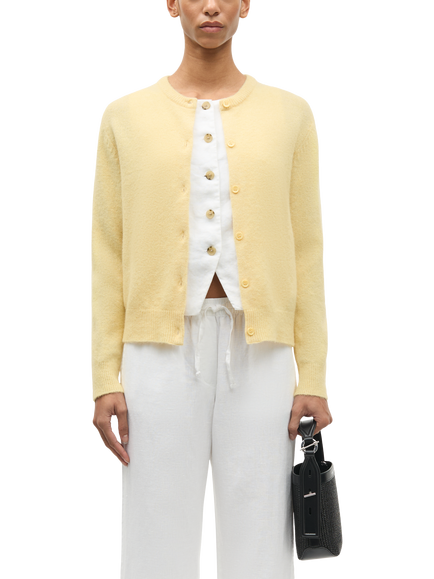Samsøe Samsøe Nor Round Neck Short Cardigan, Yellow, Yellow