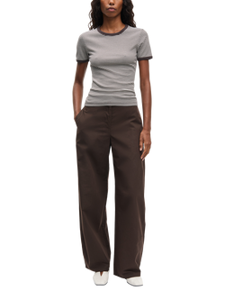 Samsøe Samsøe Saroko Wide Leg Cotton Blend Trousers, Dark Brown, Dark Brown