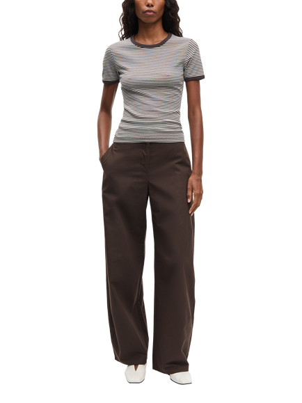 Samsøe Samsøe Saroko Wide Leg Cotton Blend Trousers, Dark Brown, Dark Brown