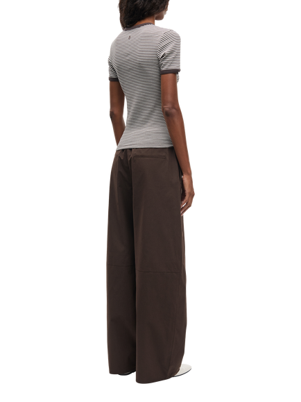 Samsøe Samsøe Saroko Wide Leg Cotton Blend Trousers, Dark Brown - view 2, Dark Brown