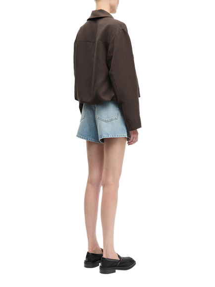 Samsøe Samsøe Sadaphne Open Collar Shirt, Dark Brown - view 2, Dark Brown