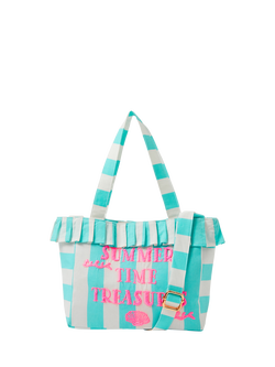Angels by Accessorize Kids' Striped Slogan Tote Bag, Turquoise, Turquoise