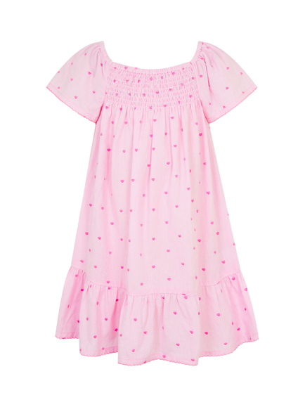 Angels by Accessorize Kids' Heart Embroidered Dress, Pink, Pink