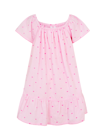 Angels by Accessorize Kids' Heart Embroidered Dress, Pink - view 2, Pink