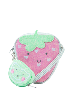 Angels by Accessorize Kids' Strawberry Shoulder Bag and Purse Set, Pink, Pink