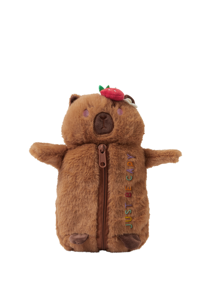 Angels by Accessorize Fluffy Capybara Pencil Case, Beige, Beige