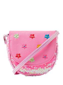 Angels by Accessorize Kids' Flower Sequin Flapover Bag, Pastel/Multi, Pastel/Multi
