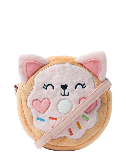 Angels by Accessorize Kids' Plush Doughnut Crossbody Bag, Pink, Pink