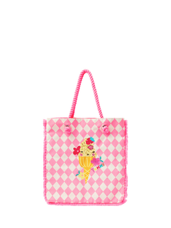Angels by Accessorize Kids' Ice Cream Embroidered Shopper Bag, Pink, Pink