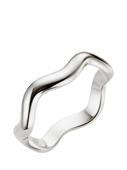 Orelia Polished Wave Ring, Pale Gold, Silver