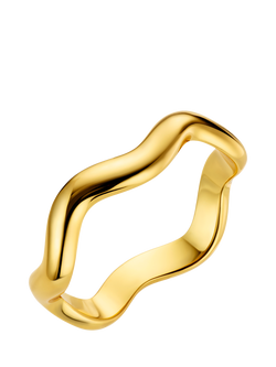 Orelia Polished Wave Ring, Pale Gold, Pale Gold