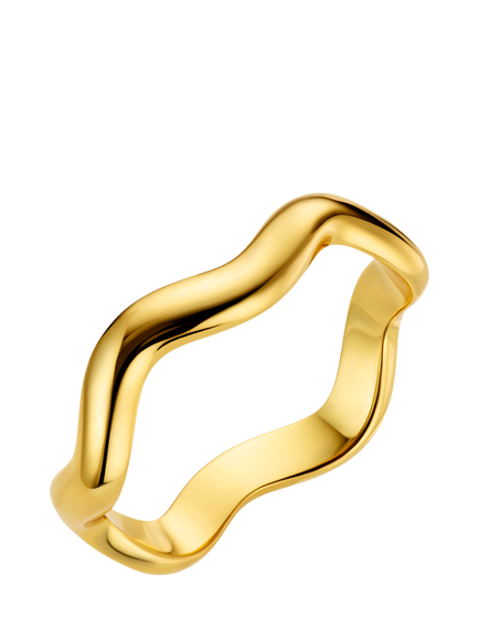 Orelia Polished Wave Ring, Pale Gold, Pale Gold