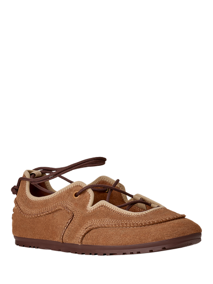 UGG Quill Suede Ballerina Trainers, Chestnut - view 2, Chestnut