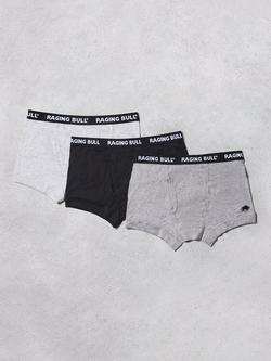 Raging Bull Classic Stretch Cotton Boxer Briefs, Pack of 3, Black/Grey, Black/Grey