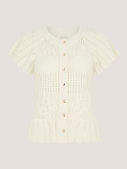 Monsoon Indi Cardigan, Ivory, Ivory