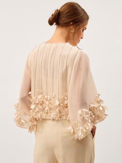 Monsoon Claire Appliqué Jacket, Ivory - view 2, Ivory