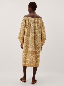 Monsoon Ari Bardot Dress, Mustard - view 2, Mustard